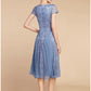 A-Line Mother of the Bride Dress Wedding Guest Elegant Petite V Neck Knee Length Chiffon Lace Short Sleeve with Ruching