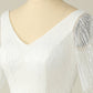 White Mermaid V Neck Long Lace Floor-Length Wedding Dress With Short Sleeved