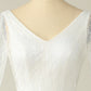 White Mermaid V Neck Long Lace Floor-Length Wedding Dress With Short Sleeved