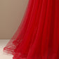 Red A Line Sweetheart Tulle Long Prom Dress with Beading Sparkly