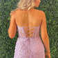 Pink Tight Short Homecoming Dress with Appliques Sexy