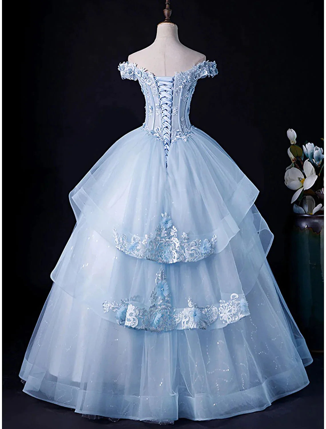 Ball Gown Evening Gown Minimalist Dress Formal Wedding Guest Floor Length Sleeveless Off Shoulder Tulle Backless