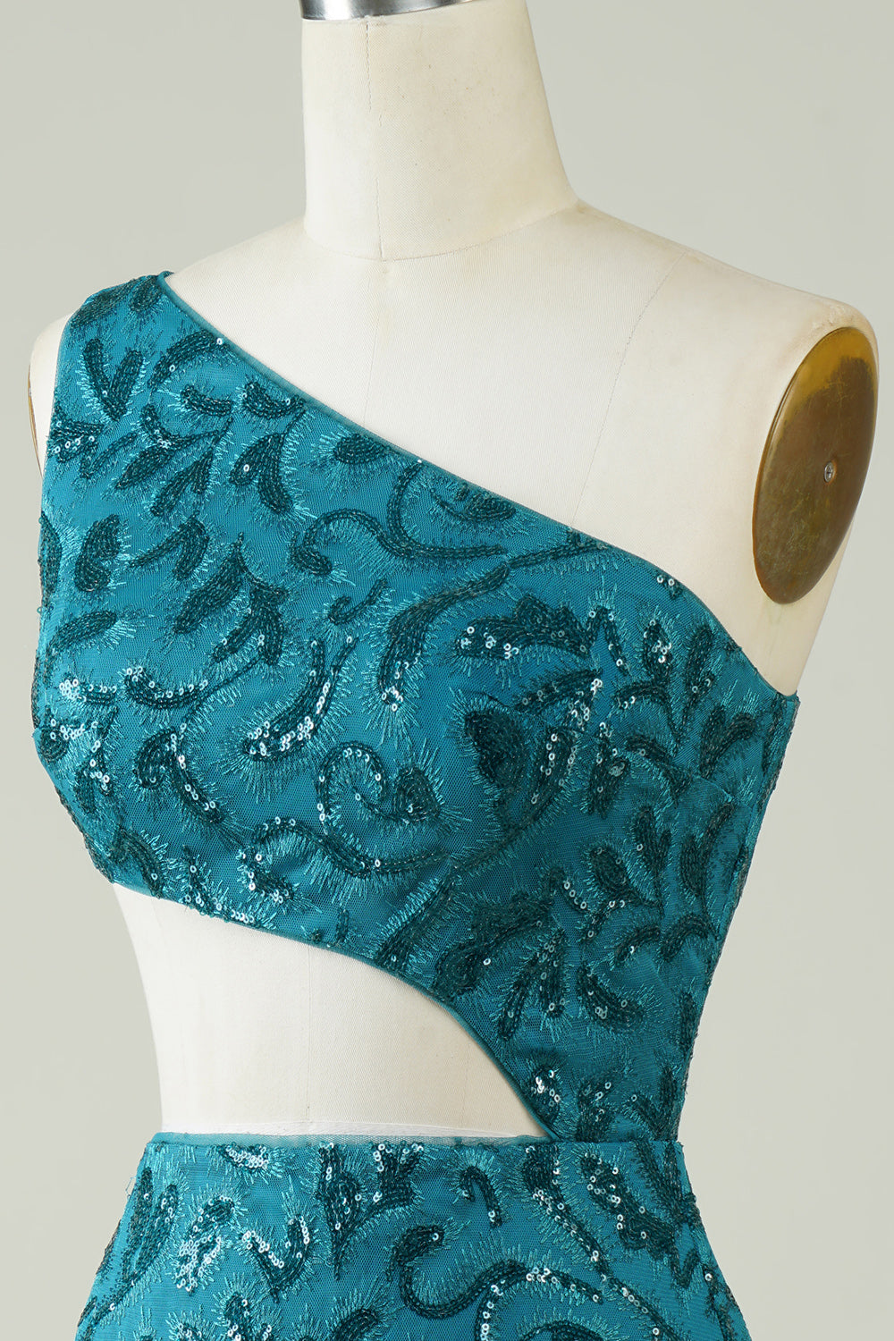 Peacock Blue Glitter Tight Homecoming Dress with Hollow-out Sexy Sparkly 