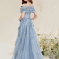 A-Line Prom Dresses Elegant Dress Wedding Guest Sweep / Brush Train Sleeveless Off Shoulder Lace