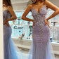 Mermaid Spaghetti Straps Lilac Corset Prom Dress with Beading Sexy