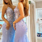 Mermaid Spaghetti Straps Lilac Corset Prom Dress with Beading Sexy