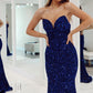 Mermaid Sweetheart Fuchsia Long Prom Dress with Sequins Sparkly