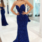 Mermaid Sweetheart Fuchsia Long Prom Dress with Sequins Sparkly