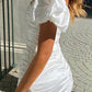 Bodycon Mini White Graduation Dress With Ruffles Short Pure Color
