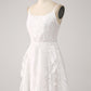 Cute A-Line Spaghetti Straps Short White Graduation Dress Sexy