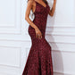 Mermaid Burgundy Sequins Prom Dress with Slit Sexy Evening Dresses Sparkly