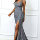 Mermaid Burgundy Sequins Prom Dress with Slit Sexy Evening Dresses Sparkly