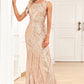 Champange Sparkly Prom Dress with Sleeveless Sexy Evening Dresses