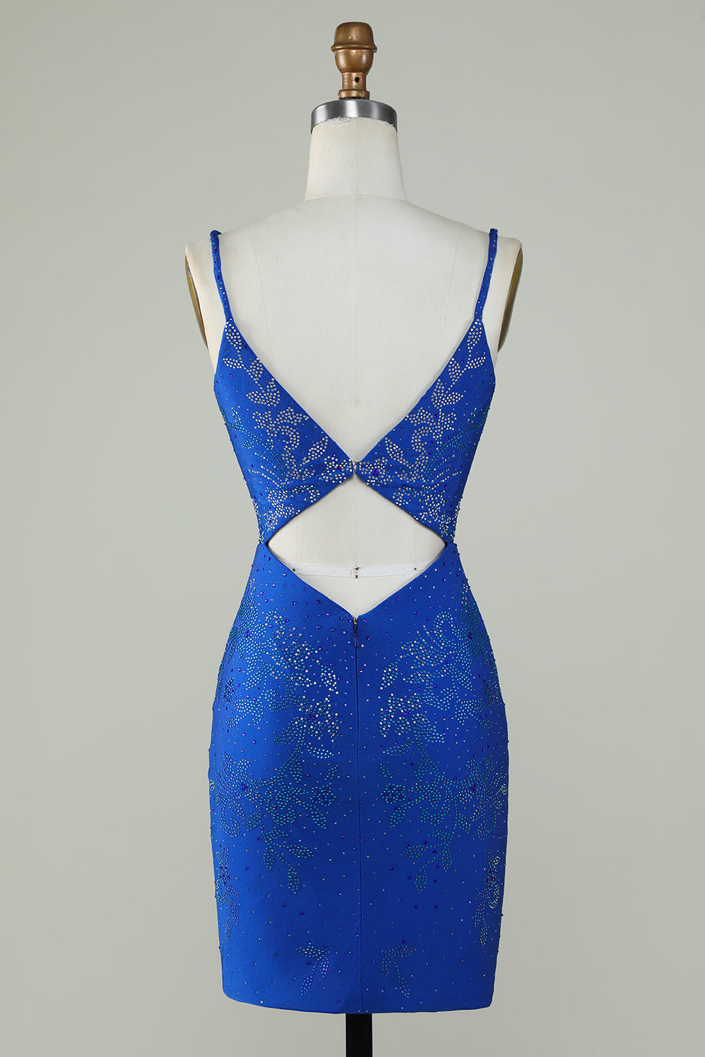Royal Blue Beaded Spaghetti Straps Tight Homecoming Dress Sexy