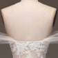 White A Line Long Corset Prom Dress With Appliques Off Shoulder