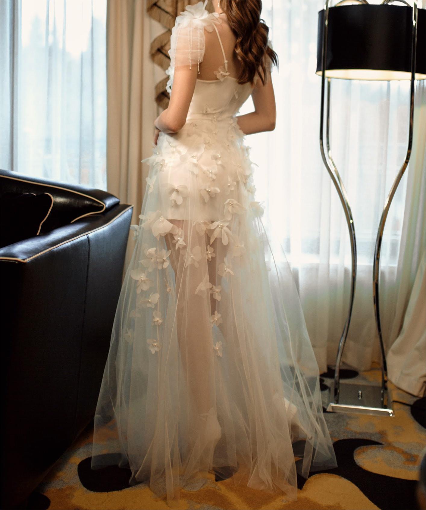 Bride Robe with 3D Butterfly flowers boudoir dress Floral Bridesmaid Robes Bridesmaid Robes Party Dress