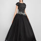 Ball Gown Little Black Dress Dress Prom Formal Evening Ankle Length Short Sleeve Jewel Neck Taffeta with Appliques