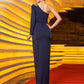 Sheath / Column Celebrity Style Party Wear Formal Evening Dress One Shoulder Long Sleeve Ankle Length Jersey with Beading