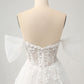 Princess White A-Line Off The Shoulder Corset Wedding Dress with Appliques Lace Sexy