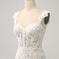 White Mermaid Off The Shoulder Corset Sequin Wedding Dress with Appliques Lace Long