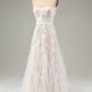 A-Line Sweetheart Corset Long White Wedding Dress with Appliques Lace Off Shoulder