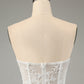 A-Line Sweetheart Corset Long White Wedding Dress with Appliques Lace Off Shoulder