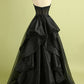 Black Strapless Ball Gown Formal Evening Dress Long Sexy