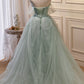 Green Tulle Beaded Ball Gown Off Shoulder Party Dress Sweet 16 Dress Beautiful