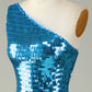 Glitter Royal Blue Sheath One Shoulder Sequins Tight Homecoming Dress Sparkly 