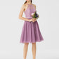 A-Line / Princess Halter Neck Knee Length Chiffon / Corded Lace Bridesmaid Dress with Sash