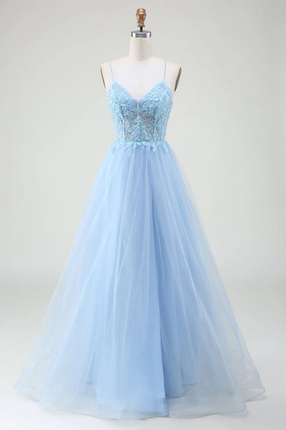 Corset Prom Dress with Beading V-neck Pure Color Long