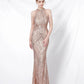 Mermaid / Trumpet Evening Gown Sparkle & Shine Dress Formal Floor Length Short Sleeve High Neck Sequined Backless with Crystals