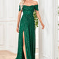 Glitter Dark Green Sheath Long Sequined Prom Dress With Slit Sparkly Evening Dresses