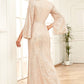 Sparkly Champange Mermaid Long Prom Dress With Long Sleeves Evening Dresses