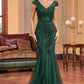 Glitter Dark Green Mermaid Long Appliqued Prom Dress Sparkly Evening Dresses