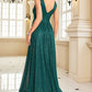 Glitter Dark Green Long Sequined Long Prom Dress Sparkly Evening Dresses