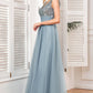 Sparkly Grey Blue Tulle Long Prom Dress Sparkly Evening Dresses