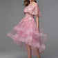 A-Line Elegant Dress Holiday Asymmetrical Sleeveless Illusion Neck Lace Tie Back with Lace