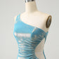 Sparkly Bodycon One Shoulder Hollow Out Pleated Short Homecoming Dress Sexy