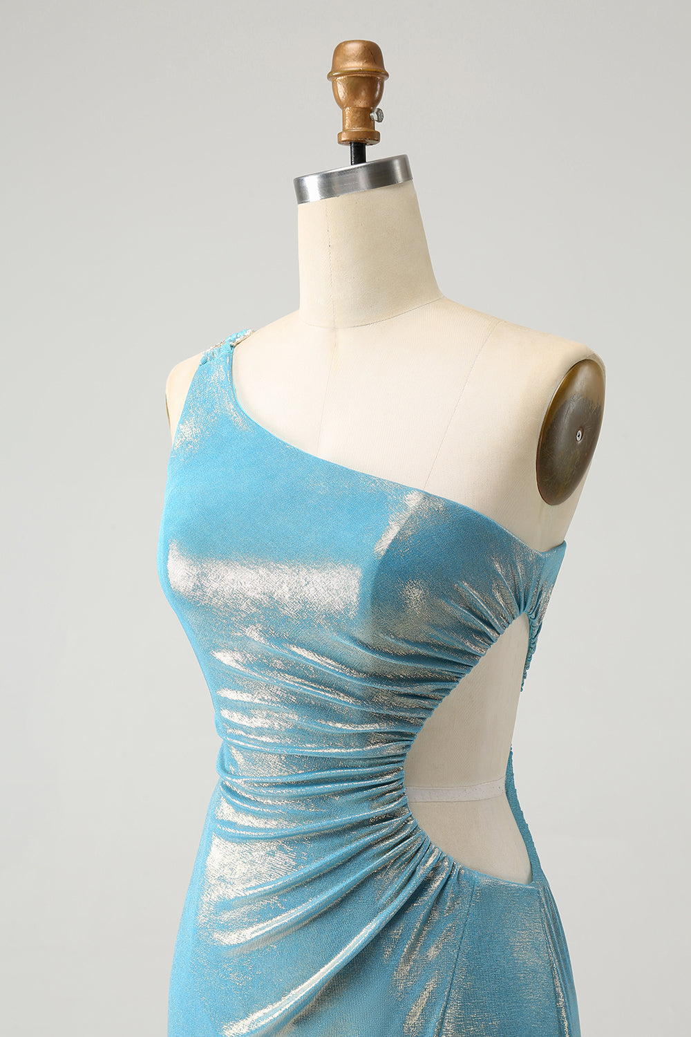 Sparkly Bodycon One Shoulder Hollow Out Pleated Short Homecoming Dress Sexy
