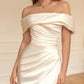 Beach Formal Wedding Dresses Mermaid / Trumpet Off Shoulder Sleeveless Floor Length Charmeuse Bridal Gowns