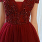 A-Line Prom Dresses Luxurious Dress Wedding Guest Formal Evening Floor Length Short Sleeve Spaghetti Strap Tulle