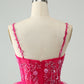 Cute A Line Spaghetti Straps Tiered Short Homecoming Dress with Sequins Beautiful