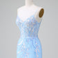 Sparkly Bodycon Spaghetti Straps Corset Short Homecoming Dress with Sequins Beautiful