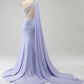 Mermaid One Shoulder Backless Long Prom Dress with Slit Sexy Evening Dresses