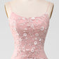 Blush Mermiad Spaghetti Straps Long Prom Dress with Appliques Light Blue With Flowers