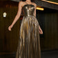 Sparkly Fuchsia A-Line Spaghetti Straps Pleated Prom Dress with Side Slit Sexy Evening Dresses