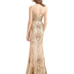 Mermaid / Trumpet Evening Gown Elegant Dress Engagement Detachable Sleeveless V Neck Detachable Sequined