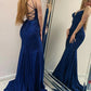 Sparkly Navy Beaded Mermaid Backless Long Prom Dress Sexy Evening Dresses