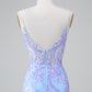Sparkly Bodycon Spaghetti Straps Corset Short Homecoming Dress with Sequins Beautiful